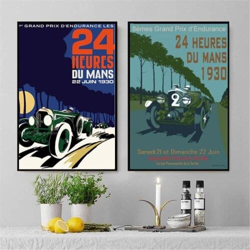 24 Hours of Le Mans Sports Car Poster Canvas Painting Poster and Print Nordic Wall Art Picture for Living Room Home Decoration