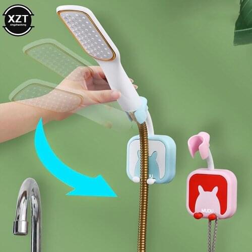 Adjustable 360° Rotation Shower Holder Universal Not Suction Cup Shower Head Holder Punch-Free Bathroom Bracket ABS Fixed Base