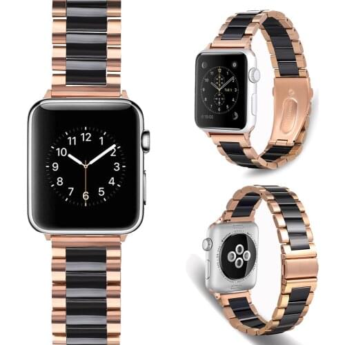 Ceramic Strap Compatible with Apple watch 44mm 42mm 40mm 38mm for iwatch series 6 5 4 3 2 1 SE Men/women Comfortable metal strap