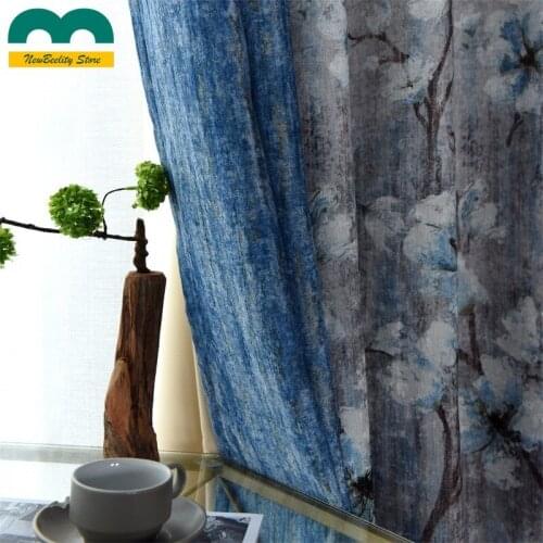 Luxury Chenille Curtains for Living Room Dinning Room Bedroom Blackout Curtains Artwork Ink Painting Drapes Customized
