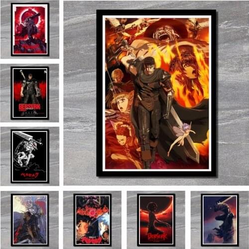 Perfect JL Hot Kentaro Miura Berserk Japan Anime Retro Cartoon Classic Movie Poster Wall Stickers
