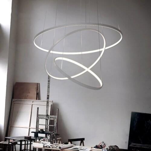 Modern Chandelier For Living Room Dining Table Kitchen Black Circle Ring LED Ceiling Pendant Lamp Interior Lighting Fixtures