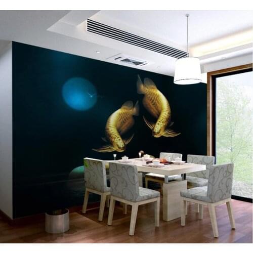 Modern fashion hand painted 3D stereo fish background wall wallpaper for walls 3 d for living room