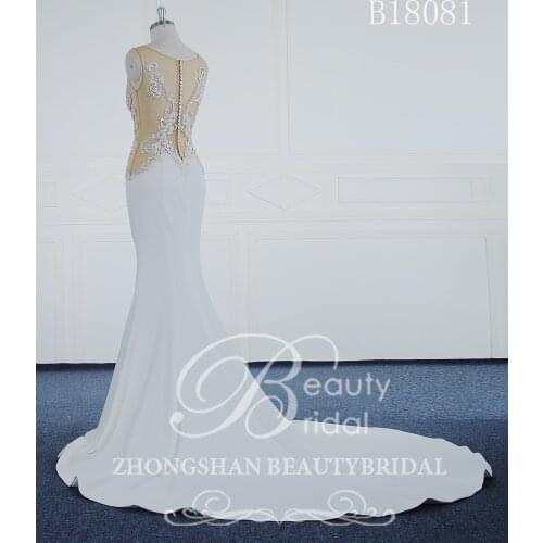 2020 wedding dress Custom made Mermaid Wedding Dresses Appliques lace Button Bridal Vestido De Novias B18081