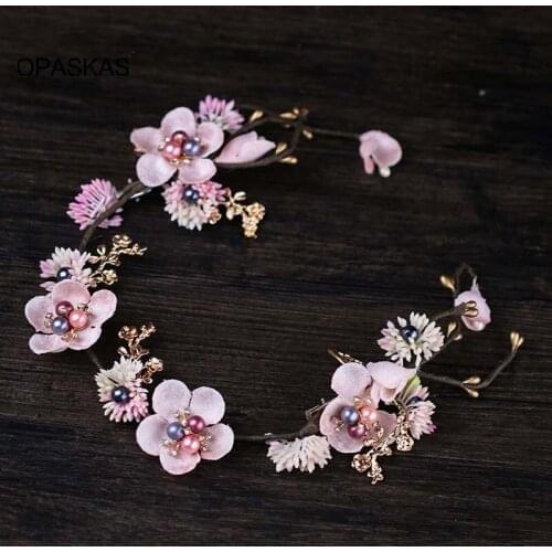 Wedding Pink Peach Flower Wreath Crown Bridal Hair Headdress Crowns Hair Accessories Party Garlands PT