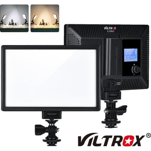 VILTROX L116T Camera LED Light Panel Super Slim Dimmable CRI95+ Bi-Color 3300K-5600K LED Video Light with LCD Control/Light Moun