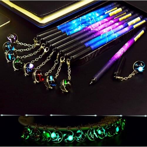 Creative 12 Constellation Gel Pen Set 0.5mm Black Ink Cute Pendant Pen Luminous Pendant Office School Stationery Children Gift