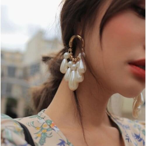 SHIFEEL 2018 New Korean Geometric Metal ring Pearl Tassel Earrings Temperament Elegant Hyperbole Long Pendients For Women