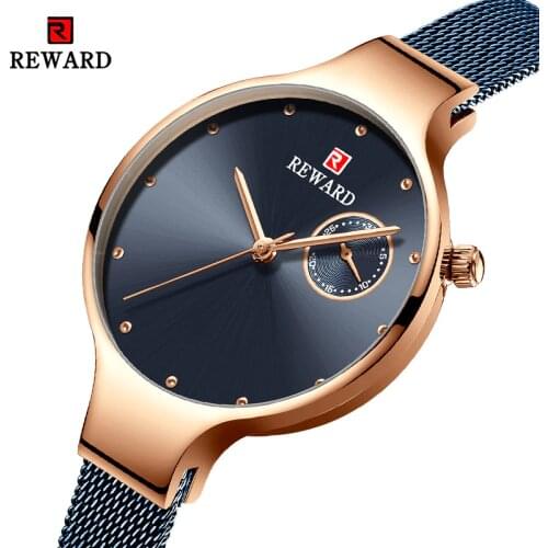REWARD Women Watch Top Luxury Brand Fashion Blue Quartz Watches Ladies Casual Waterproof Wristwatch reloj mujer Relogio Feminino