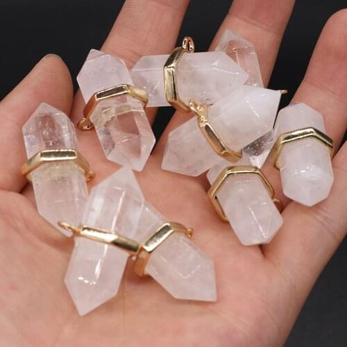 1PC Natural Clear Quartz Pendulum Pendant Charms Chakra Healing Crystal Pendant For Jewelry Making DIY Necklace Accessories