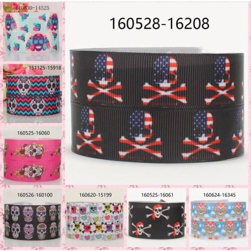 10yards -different sizes -lively cartoon skull pattern ribbon printed Grosgrain ribbon