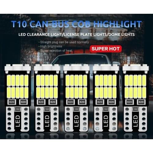 10x T10 Led Canbus W5W Led Car Interior Light 26led 4014smd 194 168 620 No Error Reading Dome Light Instrument Plate Lamp 6000K