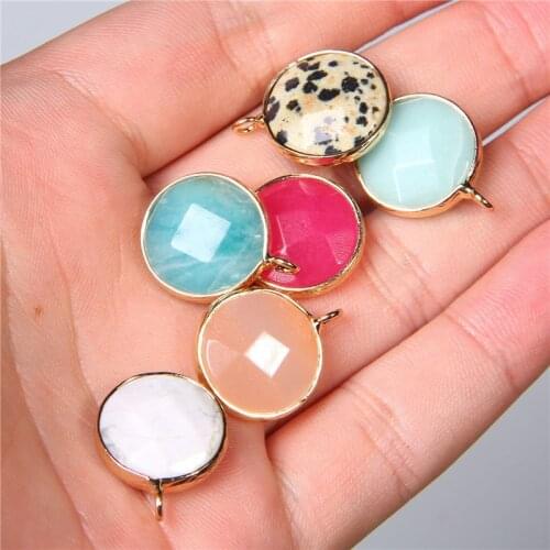 2pcs Faceted Natural Stone Pendant Charms Howlite Amazonite Sunstone Charms for Jewelry Making Neckalce Earrings DIY Accessories