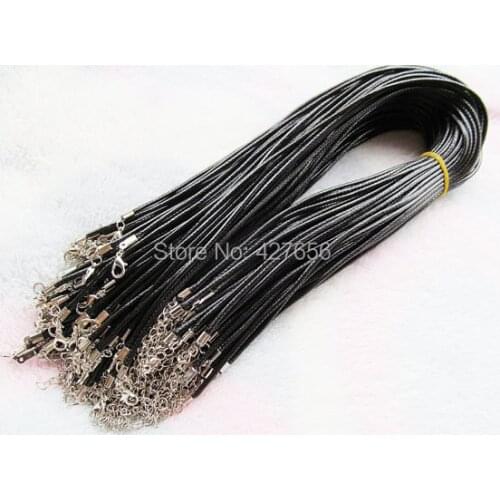 20pcs 1.5mm Black/Brown Wax Snake Leather Cord String Rope,1.8inch Extender Chain,12x7mm Lobster Clasp,DIY Jewelry BeadingCord