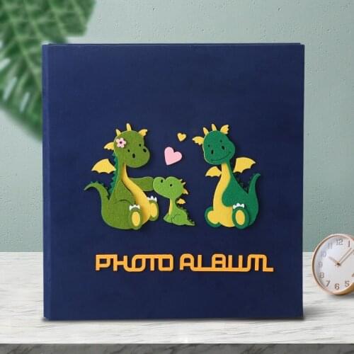 400 Pockets 7 Inch 3D Felt Cloth Photo Album Cartoon Dinosaur ChildrenS Growth Book Memory Picture Storage Hold Case Scrapbook