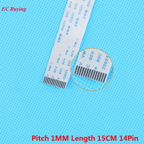 5Pcs FFC 150mm 14 Pin Flexible Flat Cable 14Pins Ribbon Cable Reverse Direction 1mm Pitch 15cm Length Opposite Side For TTL
