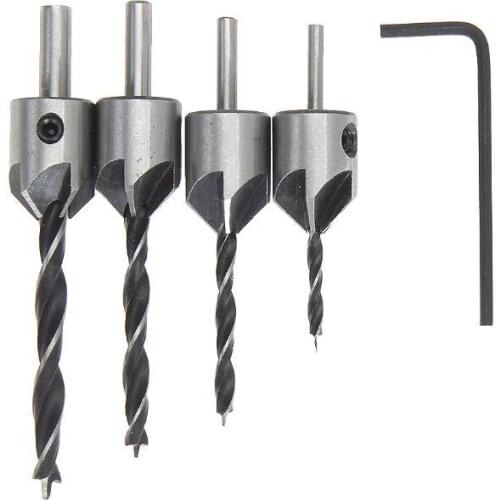 5PCS Three-Tipped Woodworking chen tou zuan Woodworking Chamfering Positioning Drilling Reaming High-Speed Steel Drill