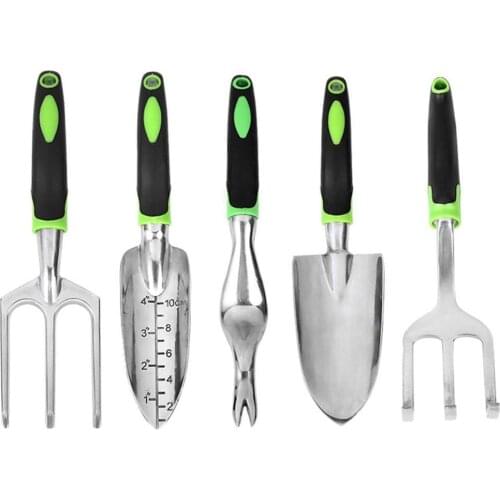 5pcs Garden Tool Set Work Cast Aluminum Outdoor Hand Tools Kit For Men And Women Transplanter Weeder Hand Fork Cultivator