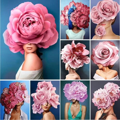 Diamond Embroidery Woman Portrait Diamond Painting Girl Cross Stitch Kits Flower Mosaic Picture Wall Stickers Home Decoration