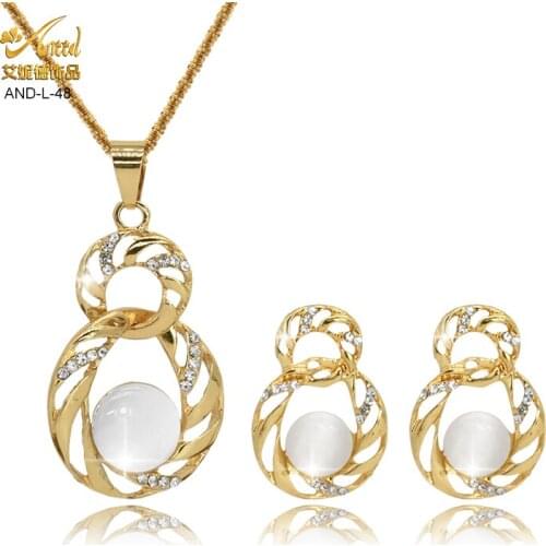 ANIID Necklace Sets Cc Earrings For Women Opal Bridal Jewelery Wedding Party Gold Set Ethiopian Jewelry Set Fashion Brand Luxury