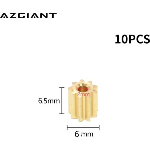 AZGIANT 10PCS 9T 6*6.5*2mm 6*7*2mm 7.3*7.5*2mm Copper Gear for 130 140 260 280 Motor Brass