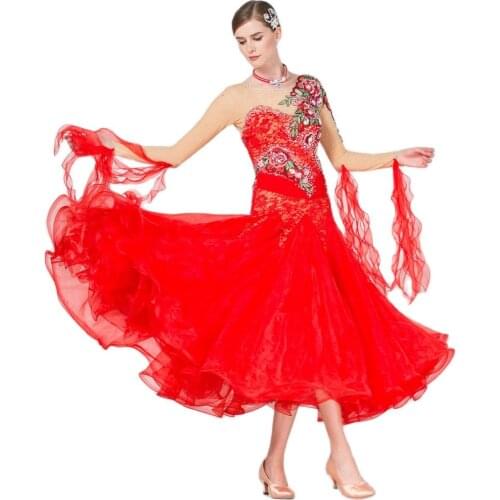 B-16549 Ballroom Dance Standard Competition Dresses Women With Bodysuit Bra Cups Foxtrot Waltz Clothes