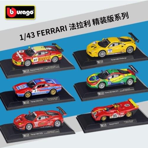 Bburago 1:43 488 GTE 2017 458 Italia GT3 2015 488 Challenge 312 P 1972 F430 GT2 2008 308 GTB 1982 Simulation Die Cast with Cover