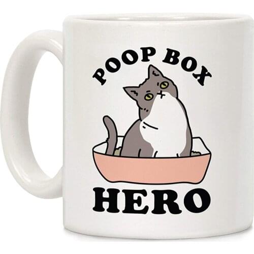 Poop Box Hero White 11 Ounce Ceramic Coffee Mug