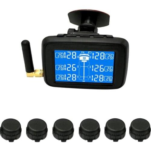 U901T TPMS Car Truck 24V Wireless Tire Pressure Monitor with 6 External Sensors Digital Tire Pressure Gauge Meter