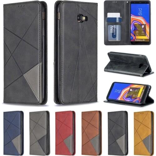 Case For Samsung Galaxy J4 Plus j415f case for Galaxy J6 Plus J610F Cover luxury Smart magnet Flip PU leather wallet soft case