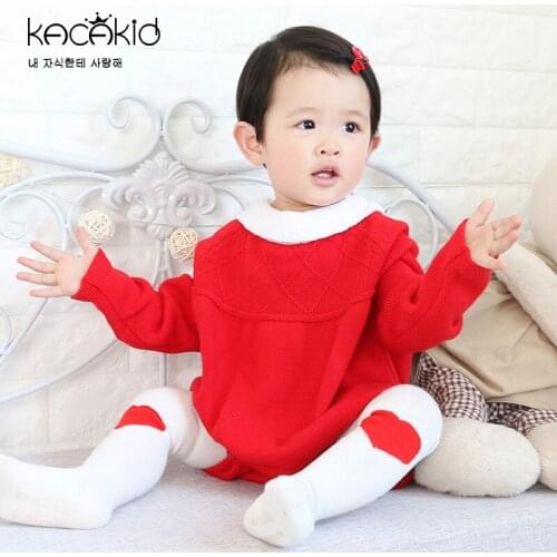 KACAKID Autumn Baby Girl Long Sleeves Knitted Rompers Kids Baby Children Girls Knitted Rompers Infants Baby Girls Rompers ka3342