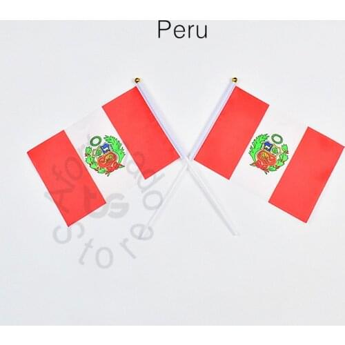 Peru 14*21cm 10pieces flag Banner Hand waving Flag Peru National Flag for meet,Parade,party.Hanging,decoration