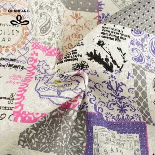 QUAN FANG Flower pattern Printed Cotton Linen Fabric For DIY Quilting,Sewing sofa tablecloth Clothes Curtain Cushion Half meter
