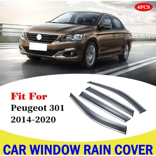 Car Window Visor Vent Rain Shield Shelter Cover Frame For Peugeot 301 2014-2020 Car Styling Accessories Window Rain Cover
