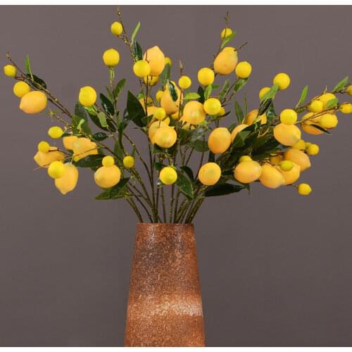 Lemon Green Plants Artificial Yellow Berries Party Decor LemonTree For Flower Arrangement Simulation Wedding Home Branch