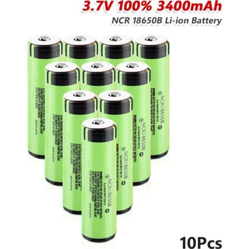 1/2/4/6/8/10 Pcs NCR18650B Lithium Li-ion Batteries 3.7V 3400mAh Rechargeable NCR 18650B Pilas With PCB Board For Torch Headlamp