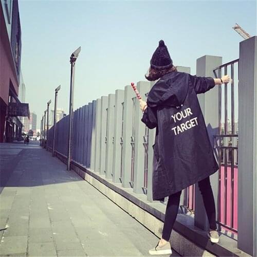 Fashion Long Trench Coats For Women 2019 Spring Autumn Windbreaker Outerwear Female Hooded Coats HC093