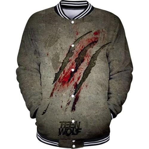 Teen Wolf Men Baseball Jacket 3D Printed Hoodie Sweatshirt Kpop Cotton Fleece Oversize Sweatshirts Unisex Sportswear Jacket Coat