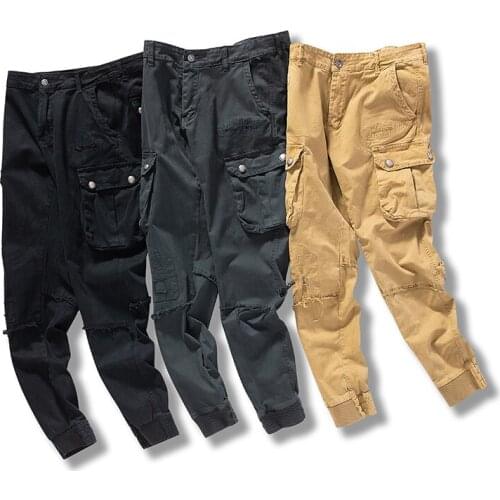2021Men Casual Pants Khaki Military Tactical Joggers Cargo Pants Mens Outdoor Hiking Trekking Sweatpants Male Hip Hop Bottom