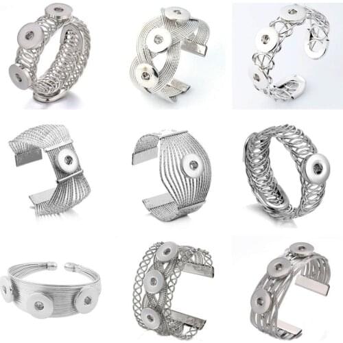 New 18mm Snap Jewelry Vintage Snap Button Bracelet Vintage Metal Buttons Cuff Snap Bracelet Bangle Fit 18mm Snaps Button Jewelry