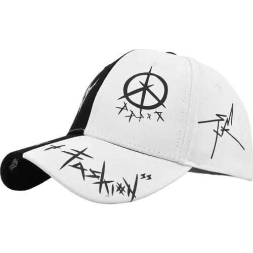 2021 New Black White Color Matching Pentagram Graffiti Baseball Cap Student Young Men And Women The Spring Summer Sun Hat Cap