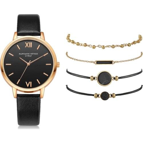 INS style new simple fashion watch set quartz watch trend pu strap female strap pin buckle bracelet set
