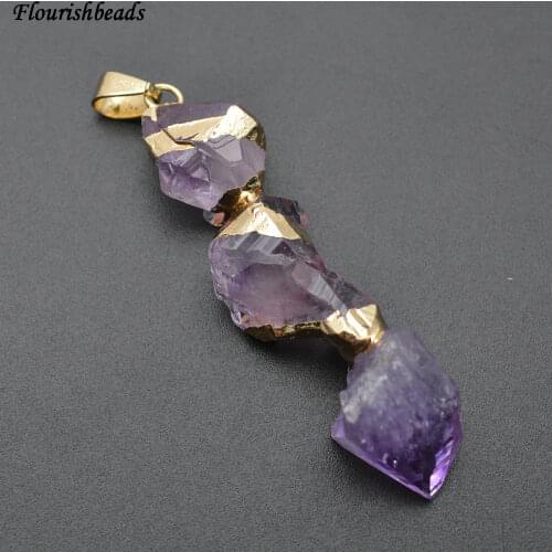 New Design Three Layer Natural Amethyst Stone Nugget Pendant Fashion Jewelry