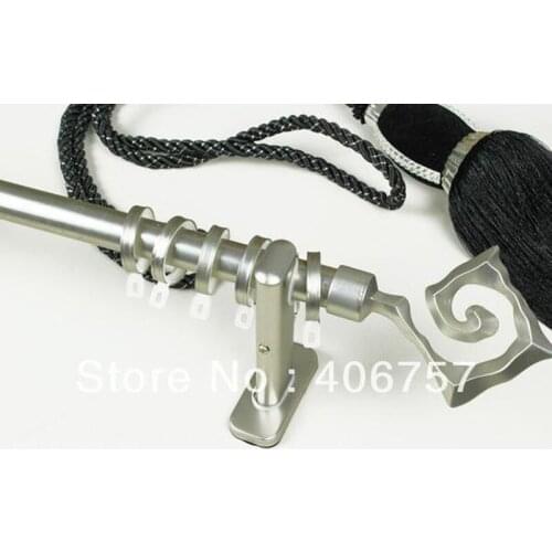 New metal square design finial eco plate process quality 22mm 7/8-IN dia.0.8mmT single curtain rod+Znic brackets+Stainless rings