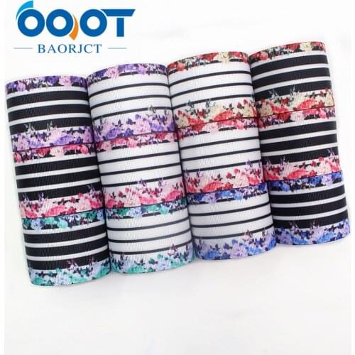 OOOT BAORJCT I-19628-1539,38mm 10yards flower Thermal transfer Printed grosgrain Ribbons,tape crafts,bow cap DIY accessories