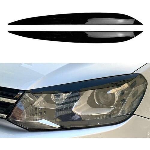 Pair Headlight Eyebrow Cover Headlamp Eyelid Trim For Volkswagen VW Touareg 2010 - 2018 ABS Car Styling Carbon Fiber Look