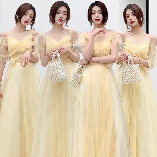 Bridesmaids Dresses Illusion Spaghetti Straps Pearls Pleat Sleeveless A-Line Tulle Spaghetti Straps Lady Wedding Party Gown E428