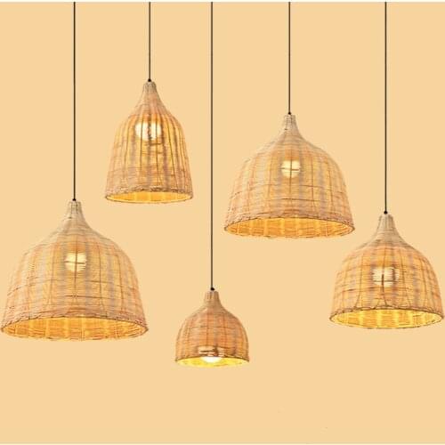 Southeast Asia Rattan Pendant Lights For Dining Room Bedroom Restaurant Bar Decor Loft Hanging Lamp E27 Luminaire Suspension