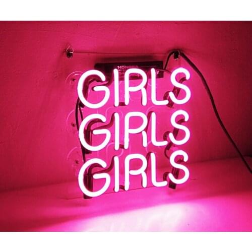 Custom Pink Girls Girls Girls Glass Neon Light Sign Beer Bar 30cm