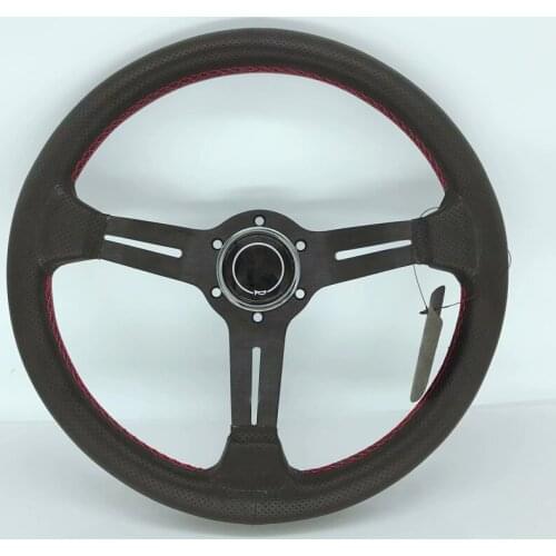 Hot racing steering wheel / leather general sports steering wheel black / silver